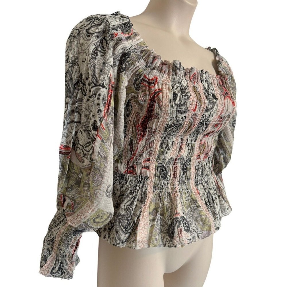 All Saints Lara Makutu Large Soft Pink Size 12 Smocked Cropped $229 - Picture 12 of 12